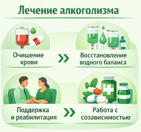 лечение алкоголизма в Рыбном этапы